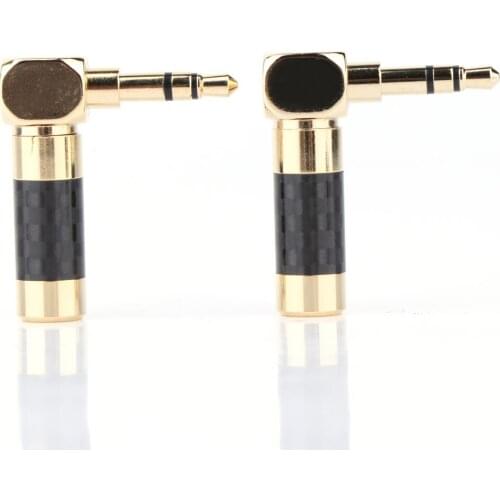 High quality carbon fiber 3.5mm Jack 3 Poles Male 90 right angle / L-shaped stereo headphone Plug Earphones Jack Audio Soldering