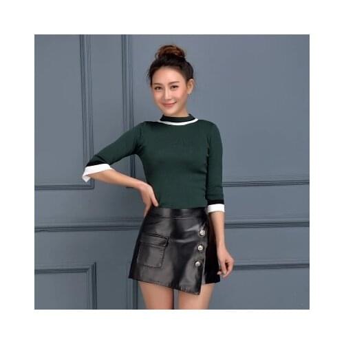 Top brand skirt Irregular Leather A-line Wrap Hip Skirt high quality