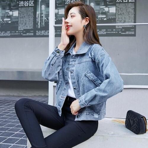 2020 Womens Denim Jacket Spring And Autumn Womens Clothing New Short Loose Student Wild Jackets Top Female Denim Coat