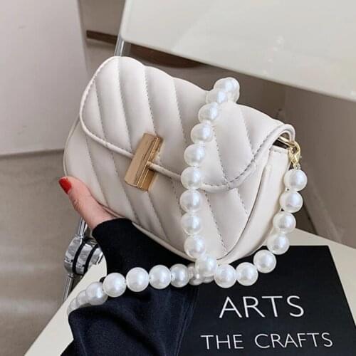V-line Crossbody Bag for Women 2021 Fashion Sac A Main Female Shoulder Bag Female Handbags and Purses with Pearl Handle 4 colour