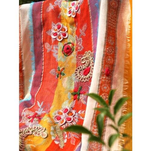 Travel photo warm wool multifunctional Wool scarf Women Pashmina 21 spring new style ethnic style shawl women