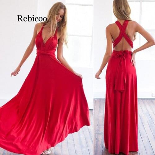 New Arrival Sexy Women Multiway Wrap Boho Maxi Dress Halter Bandage Long Dress Bridesmaids Infinity Robe
