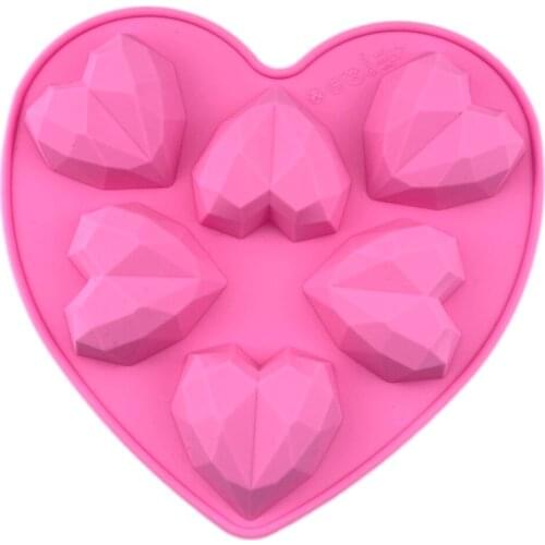 1pc Silicone Cake Mold of Diamond heart Shape Kitchen Bakeware DIY Desserts Baking Mousse Moulds For Valentines Day