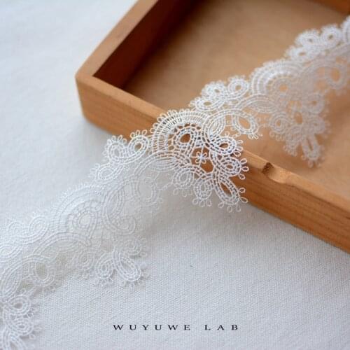 1Yard White Ivory Grey Black Polyester Embroidery Flower Lace Trim for Bridal Wedding Gown Costume Design Lace Ribbon Width 6cm