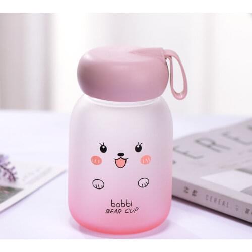 400ML Water Bottle lid Cartoon Frosted Leakproof Mini Drinkware Bottle Portable Camping Bottle Children Kids