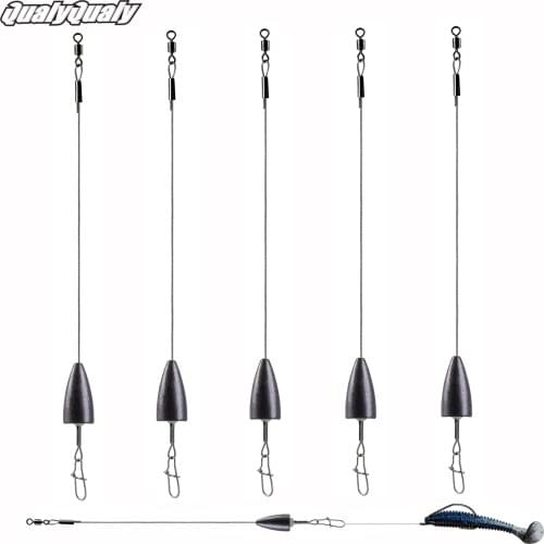 5pcs/lot Lead Bullet Weight Carolina Ready Rig Fishing Swivel Ring Connector For Bass Fishing 6g 8g 11g 15g 21g