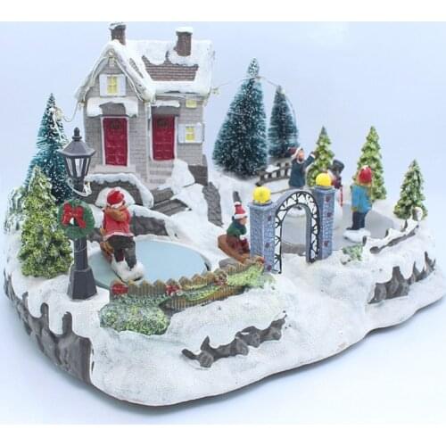 50LB Glowing Singing Christmas Courtyard Landscape House Ornaments Xmas House Desktop