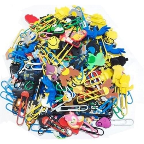 50pcs Randomly Mixed PVC Bookmarks Cartoon Paper Clips Stationery for Students Page Holder Marker School Office Supply Kids Gift