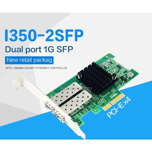 1Gb Dual Port Gigabit Ethernet Fiber Optic network card Adapter PCI-EX4 Intel I350AM2 chips for I350-F2 Compatible