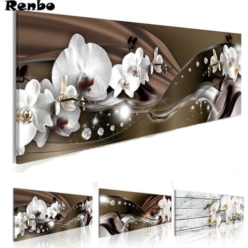 White Beautiful Orchid Flowers Diamond Painting Rhinestone 5D DIY Diamond Embroidery,Cross Stitch,Diamond Mosaic Sale,wall Decor