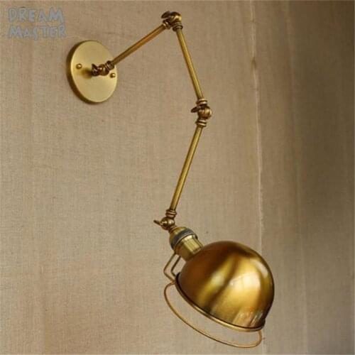 Free shipping Retro Edison Industrial Gold Vintage Wall Lamps light With Long Arm Wall Sconce Arandela De Pared reading luz