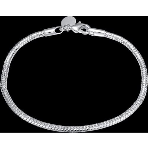 Hot Popular brands 3mm snake bone chain 925 sterling silver Bracelet for woman man jewelry Wedding party Christmas gifts