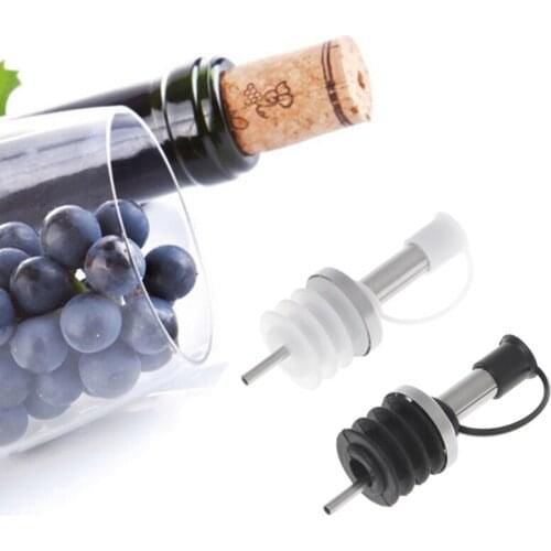 Stainless Steel Oil Bottle Spout Pourer/Mouth with Stopper Flask Dry Red Wine Pot Bottle Cork Plug Olive Pourer Dispenser