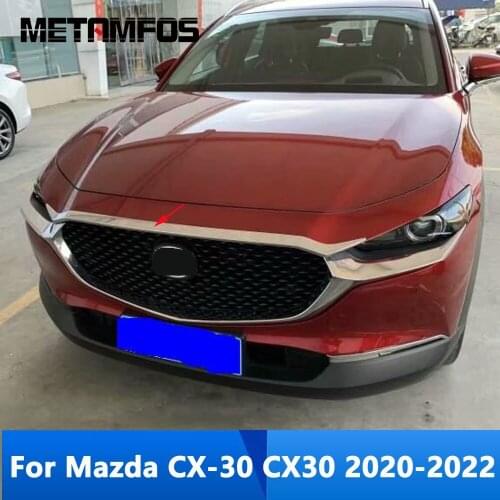 For Mazda CX-30 CX30 2020 2021 2022 Chrome Front Chrome Front Engine Machine Streamer Grille Grill Molding Trim Car Accessories