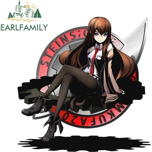 EARLFAMILY 13cm x 12.7cm for Kurisu Anime Car Sticker Motorcycle Windows Trunk Decal Waterproof Scratch-Proof Vinyl Car Wrap