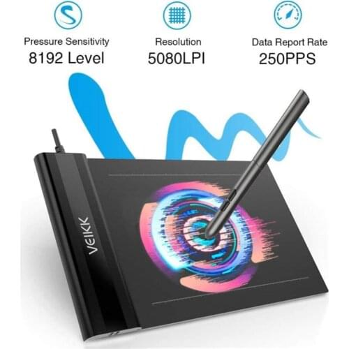 Drawing Tablet VEIKK S640 Graphic Drawing Tablet Ultra-Thin 6x4 Inch Pen Tablet with 8192 Levels Battery-Free Passive Pen