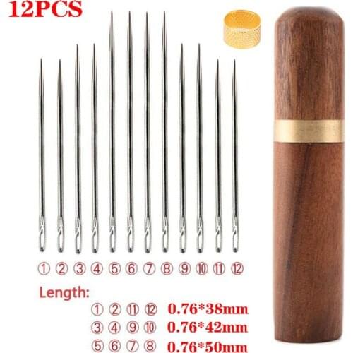12Pcs/set Elderly Needle-side Hole Blind Needle Hand Household Sewing Stainless Steel Sewing Needless Threading Apparel Sewing