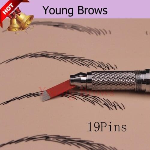 19 Pins 0.2mm Curved Flat 50 Pcs Free Shipping For Microblading Acadamy and Spa Deluxe Eyebrow Tattoo Needles
