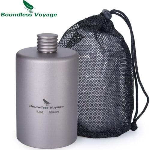 Boundless Voyage 200ml Titanium Pocket Flagon Camping Portable Alcohol Bottle Drink Sports Outdoor Hip Flask Picnic Wine Bottle