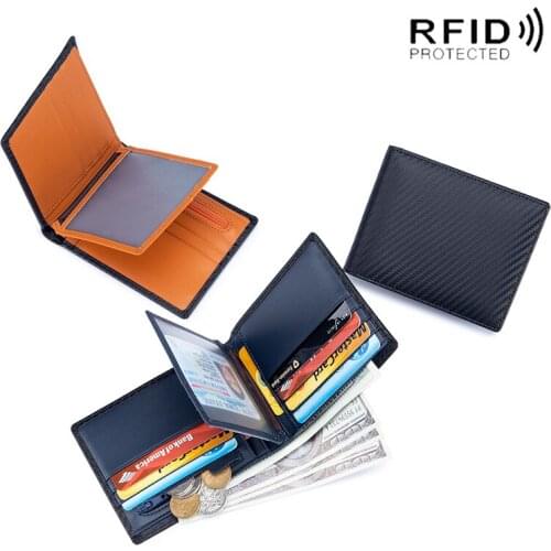 Mens Luxury Genuine Leather Wallet Rfid Anti-theft Brush Stripe Zipper Coin Purses Multifunctional Male Card Holder Money Clip