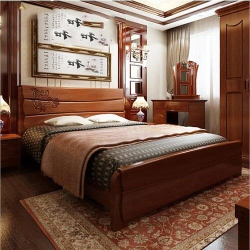 Solid wood bed Fashion European French Carved bedside 1.8 m bed 2 people o1213