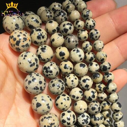 4 6 8 10 12mm Natural Stone Yellow Spot Jaspers Round Loose Beads For Jewelry Making DIY Bracelet Necklace Accessories 15