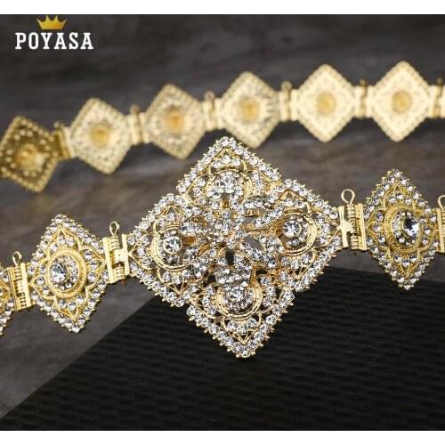 Hot selling Luxury gold color women belt chain metal waistband jewelry long adjustable length wedding caftan dress belt