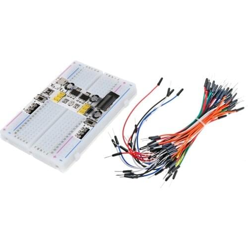 3.3V/5V MB102 Breadboard power module+ 400 points Solderless Prototype Bread board kit +65 Flexible jumper wires