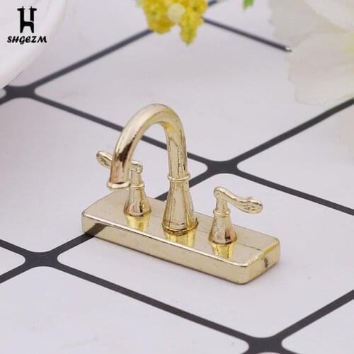 Dollhouse Miniature Accessories Alloy Bathtub Faucet Simulation Water Tap Model Furniture Toys for Doll House Decoration