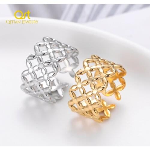 Fashion Ring For Women Gold Stainless Steel Rings Vintage Wave Chain Ring Party 2021 Trend Jewelry Gift For Girlfriend