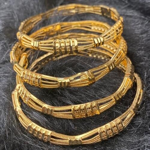 24K Gold Color Ethiopian Africa Saudi Arabia Bangles Fashion Bangles For Women Bride Wedding Dubai Bracelet Jewelry Gifts