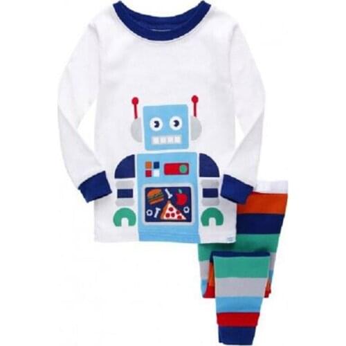 Boys Girls Cartoon Pajamas Suits Kids Sleepwear Sets Baby Animal Pyjamas Children Clothing Cotton Nightwear for 2-7Years HH001