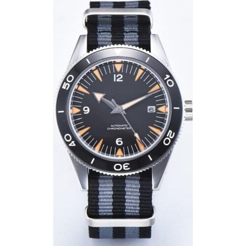 41mm Sterile Dial Mens Watches Sapphire Ceramic Bezel Stainlelss Steel Nylon Strap Luminous Sport Automatic Watch Male Clock