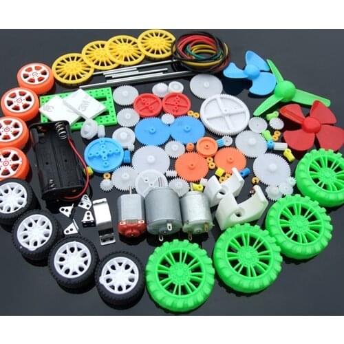 112Pcs DC Motor Kit Electric Mini Motor & Plastic Gears Bracket Shaft Propeller For DIY Toy Car Boat Robot Scientific Experiment