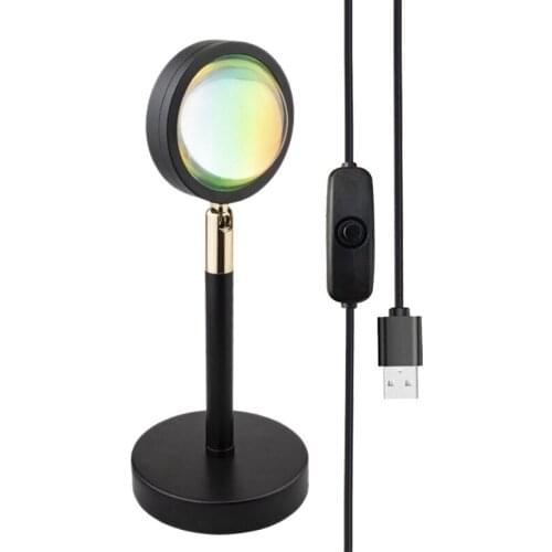 Sunset Projection Atmosphere Lamp Night Light,360° Rotation USB Projector Photography LED Lamps for Bedroom Studio