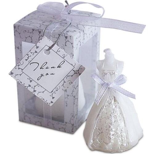 2019 New 1pcs Romantic Wedding Valentines Day White Boxed Bride Dress Design Candle Party Decorative Candle Hot Sale