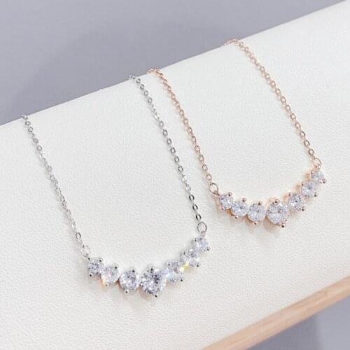 BOTU Electroplated 3A Zircon Real Gold Pendant Necklace Female Micro Inlaid Korean Trendy Student Gift Elegant Jewelry for Women