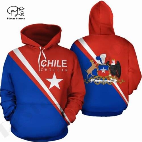 PLstarCosmos 3DPrint Newest Chile Country Flag Art Unique Men/Women Cozy Hrajuku Casual Streetwear Hoodies/Zip/Sweatshirt Style3