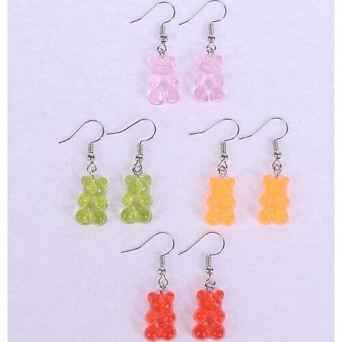 Polychromatic Gummy Bear Drop Earrings Jelly Polychromatic Bear Drop Earrings Fashion Minimalist Stud Earings For Women