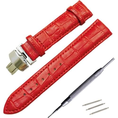 Red 14 16 18 20mm Genuine Calfskin Leather Strap Watch Strap Watch Band For Le Locle1853 T41 WatchBand Any Straight Mouth Watch