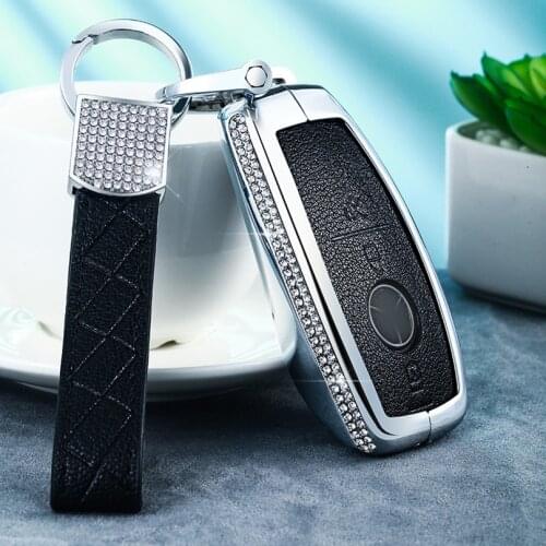 Luxury Diamond Leather Auto Key Crystal Shell Car Smart Key Case Cover For Mercedes Benz C E S Class W213 W205 W222 Keychain