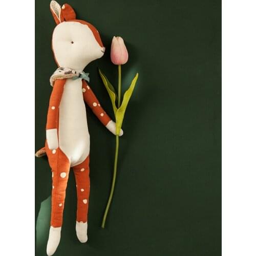 Handmade Christmas Deer Plush for Baby 0-36 months Newborn Gift Handmade Deer GIrl Soft Fabric Doll Sweing Toy