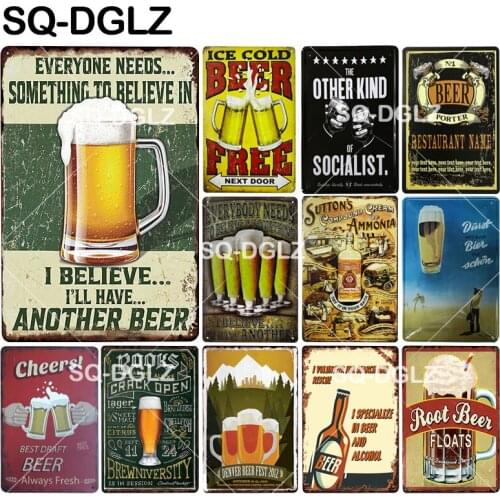 [SQ-DGLZ] ICE COLD BEER Tin Sign Bar Wall Decor Plaque Metal Sign Vintage Decor For Home Metalen Borden Poster Pub Metalica