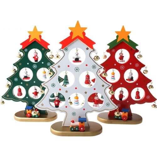 Bedroom Festival Home Decor Wood Desktop Ornament Holiday Office Easy Install DIY With Iron Bells Christmas Tree Party