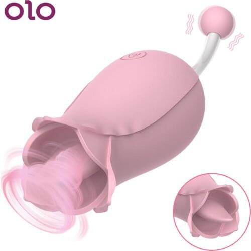 OLO 10 Speeds Powerful Tongue Licking Vibrator Dual Head Flower Shape Clitoris Massager G-Spot Stimulation Female Masturbation