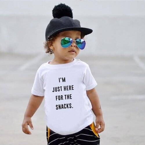 I'm Just Here for The Snacks Kids Fashion Summer Boys Girls Letters Print Casual Shirt Tops Clothing Costume Kid T-Shirt