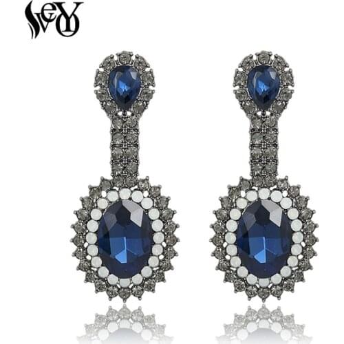 VEYO Round Rhinestone Crystal Drop Earrings For Women brincos Pendientes Zinc Alloy Lead free nickel free