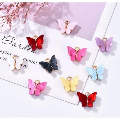 10Pc Butterfly Setting Acrylic Charms Lovely DIY Animal Pendant Handmade Jewelry