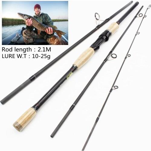 2.1M Portable Rod Carbon Fiber M Power Spinning Casting Lure Rods 4 Sections Trout lure fishing Travel Sea boat fishing pescar