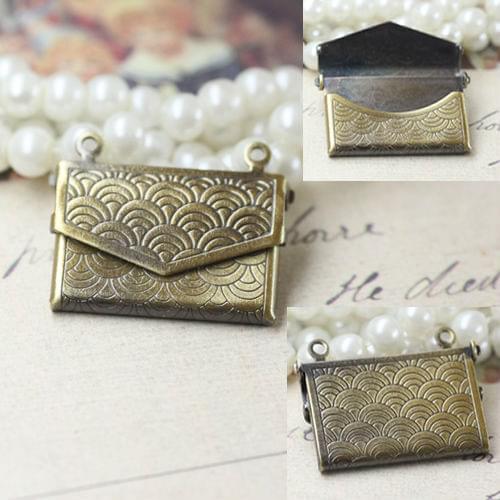 2pcs Wholesale 15*20mm Wallet-shaped PHOTO LOCKET Blank Base ANTIQUE BRONZE Necklace Pendant&Charm DIY Jewelry Making